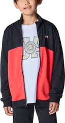 アンダーアーマー UNDER ARMOUR UA TRACK JACKET ジャケット 子供 ジュニア アウター トップス 上着 フルジップ 吸汗 運動 トレーニング クラブ ドライ 練習着 ジャージ  600 001 BLACK/RACERRED/W