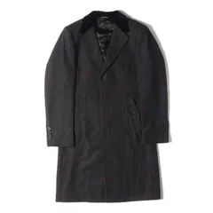 DOLCE&GABBANA ドルチェ&ガッバーナ コート ブラック グレー サイズ:46 | 襟ベルベット グレンチェック ウール チェスター コート | アウター ジャケット | イタリア製【メンズ】【中古】