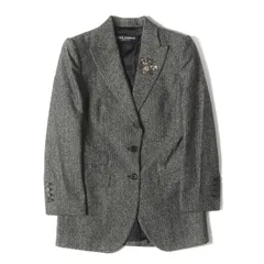【美品】DOLCE&GABBANA ドルチェ&ガッバーナ ジャケット グレー サイズ:36 | 蜂 ビジュー エンブロイダリー付き ヘリンボーン ウール 2B テーラードジャケット | イタリア製 | アウター ブレザー 上着【レディース】【中古】のサムネイル