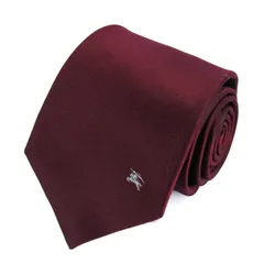 バーバリーブラックレーベル ブランド ネクタイ ホースマーク 無地 シルク PO メンズ ワインレッド BURBERRY BLACK LABEL 【中古】
