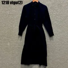 ユニクロ ネイビー コーデュロイ ロング シャツ ONE PIECE m 1218