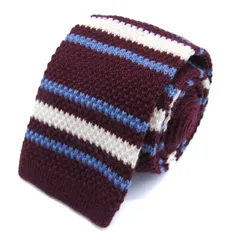 スーツセレクト ブランド ネクタイ ニットタイ ボーダー柄 ウール PO メンズ ワインレッド SUIT SELECT 【中古】