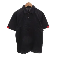 ダンヒル dunhill SPORT シャツ M 半袖 無地 リネン混 紺 ダークネイビー /AE ■GY53