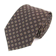 タカキュー ブランド ネクタイ 小紋柄 ドット柄 シルク混 PO メンズ ブラウン TAKA Q 【中古】