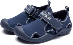 くもにせ(kumonice) キッズ ベビー マリンシューズ サンダル ビーチ ウォーター スポーツ 男の子 女の子 アウトドア 子供 靴 つま先保護 通気性 屈曲性 (ネイビー,  17.0 cm 3E)