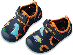 くもにせ(kumonice) キッズ ベビー マリンシューズ サンダル ビーチ ウォーター スポーツ 男の子 女の子 アウトドア 子供 靴 つま先保護 通気性 屈曲性 (ブラック オレンジ,  18.0 cm 3E)