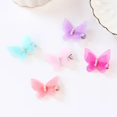 【人気商品】ヘアピン 髪留め キッズ 子供 髪飾り 5点セット 蝶 パール かわいい おしゃれ 女の子 ヘアアクセサリー 誕生日 パーティ 記念日 イベント 写真撮影 (5点セット)