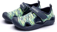 くもにせ(kumonice) キッズ ベビー マリンシューズ サンダル ビーチ ウォーター スポーツ 男の子 女の子 アウトドア 子供 靴 つま先保護 通気性 屈曲性 (グリーン,  15.5 cm 3E)