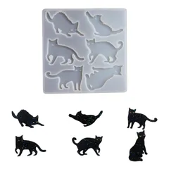 【在庫処分】猫 シリコンモールド 6種類 ねこ UVレジン シリコン型 ペンダント ネックレス イヤリング ピアス キーホルダー 抜き型 ソフトモールド 人気 DIY手作り アクセサリー パーツ ハンドメイド (猫 6種類)