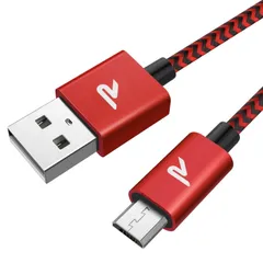 【特価セール】マイクロ usb ケーブル Rampow Micro USB ケーブル【2M/赤】 QC3.0急速充電ケーブル 高速データ転送 ps4コントローラー対応 Android多機種スマホ対応 android充電ケーブル usbケーブル