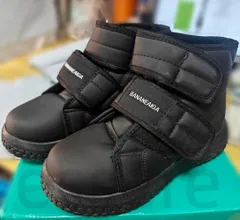 スノーブーツ レディース スニーカー ハイカット 厚底 マジックテープ 22.5-25.0cm 防寒 シューズ 裏起毛 耐滑 軽量 通気 滑り止 冬 歩きやすい おしゃれ 着痩せ ブラック