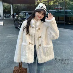 ボアコート レディース ダッフルボタン 厚手 小柄さん向け 防寒 秋冬 中綿 アウター M251218-8