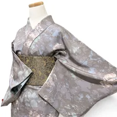 小紋　抽象模様　葉影　お洒落　くすみカラー　着物　123b d ms