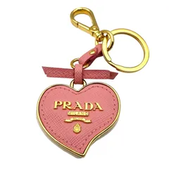 プラダ PRADA キーホルダー ハート チャーム キーリング レザー ピンク レディース