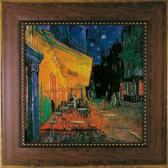 大型70×59cm】ゴッホ「夜のカフェテラス」複製画 額装済み 油彩風加工