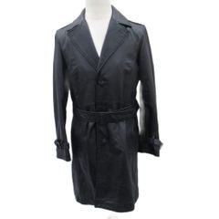 【中古】ティノラス MEN'S TENORAS ラムレザーコート ロング丈 ベルト付き L 黒 ブラック /SM32 メンズ ティノラス MEN'S TENORAS ラムレザーコート ロング丈 ベルト付き L 黒