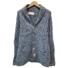 INVERALLAN　カーディガンセーター　長袖　ニット　アウター　Vネック　ボタン　ショールカラー　混色　かぎ編み　スコットランド製　古着