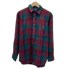 PENDLETON　ウールシャツ　チェックシャツ　長袖　シャツ　トップス　レギュラーカラー　胸ポケット　エルボーパッチ　USA製　アメカジ　古着