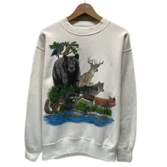 Hanes　スウェット　80s vintage　80年代　(C)89 HARLEQUIN NG　長袖　トレーナー　トップス　クルーネック　裏起毛　両面プリント　アニマル　イラスト　USA製　古着