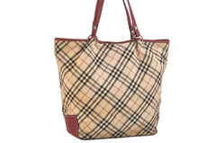 BURBERRY BLUE LABEL バーバリーブルーレーベル チェック柄 ショルダートートバッグ ナイロン レザー ベージュ 5119N