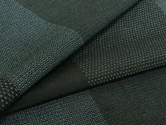 平和屋着物▽本塩沢　単衣　150亀甲　短冊文　正絹　逸品　AABE0235jh