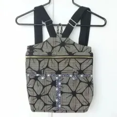 着物地　花柄ファスナー付きリュック　ハンドメイド