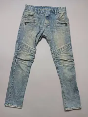 32 BALMAIN バルマン ヴィンテージ ウォッシュ バイカーデニム デニム