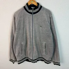 LACOSTE ラコステ トラックジャケット フルジップ ロゴ刺繍 グレー 5サイズ メンズ 古着 スポーツMIX ストリート　ベロア　ブルゾン