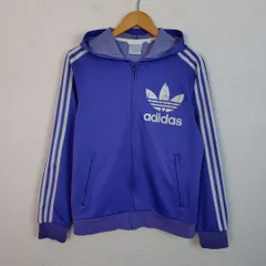 adidas アディダス トラックジャケット パーカー デカロゴ プリント パープル Mサイズ レディース 古着 スポーツMIX Y2K