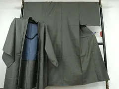 平和屋着物▽男性　紬　単衣　アンサンブル　霞文　高島屋扱い　AABE6912jh