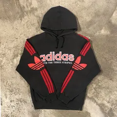 80s adidas L/S HOODED SWEAT アディダス デサント 長袖 パーカー メンズ Lサイズ 古着 ヴィンテージ ストリート スポーツ HIPHOP