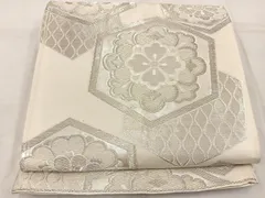 平和屋着物◎六通柄　京袋帯　亀甲花文　銀糸　正絹　逸品　BAAW1251mz