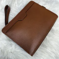 Burberrys バーバリーズ シボ革クラッチバッグ レザーセカンドバック革鞄 ノバチェック ブラウン