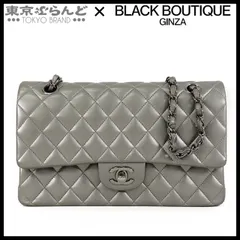 シャネル CHANEL ショルダーバッグ アッシュグレー シルバー金具 ラムスキン Ｗフラップ マトラッセ 25 18番台 レディース 101838694