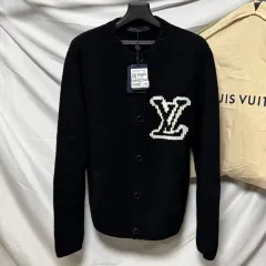 未使用 / L 25FW ルイヴィトン チャンキー インタルシア ニット カーディガン ブラック