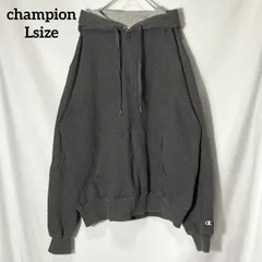 【champion】チャンピオン ジップパーカー フルジップ  ワンポイント 刺繍ロゴ 無地 フーディー プルオーバー トレーナー チャコールグレー US古着 USA輸入 Lsize