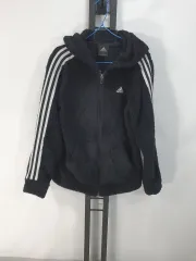 アディダス フリース エッセンシャルズ 3本線 ボアファー トラックジャージ ジャケット ブラック 검흰 XS