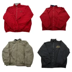 古着卸 まとめ売り 裏地フリース ウォームアップ ジャケット 4枚セット (メンズ L ) 赤 ベージュ フルジップ スタンドカラー 中古 ND1174
