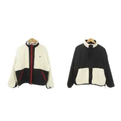 バンズ VANS ムラサキスポーツ別注 ビックシルエット リバーシブル ボアジャケット ナイロン スタンドカラー ジップアップ ロゴ M 白 ホワイト 黒 ブラック 122K3080323 /MN7のサムネイル