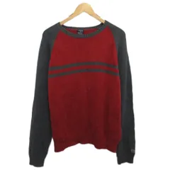 ノーティカ NAUTICA 古着 コットンニット セーター ボーダー 切替 L 赤 レッド グレー ■MET2