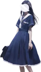セーラー服 ワンピース 半袖 紺色 ホワイト 女子高生 3点セット ハロウィン 