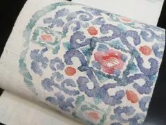 a2507-33 名古屋帯 八寸 美品 正絹 着物 松葉仕立て 紬 太鼓柄