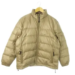 クロコダイル CROCODILE ダウンジャケット スタンドカラー ジップアップ ワンポイント ロゴ LL 茶 ブラウン /AO14 ■GY18