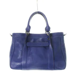 ロンシャン LONGCHAMP 3D 2WAY ハンドバッグ ショルダー バッグ レザー ロゴ型押し 紫 パープル /CK15 ■GY18