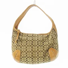 コーチ COACH ハンドバッグ ワンショルダー キャンバス レザー 革 シグネチャー ベージュ 10776 /CK18 ■GY04