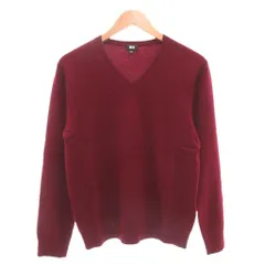 ユニクロ UNIQLO ニット セーター Vネック 長袖 カシミヤ M ワインレッド 赤 /AE