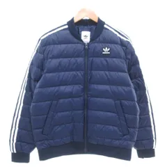 アディダス adidas タグ付き スーパースター3ラインキルティングダウンジャケット ブルゾン ロゴ ジップアップ 紺 ネイビー FL0005 /AE