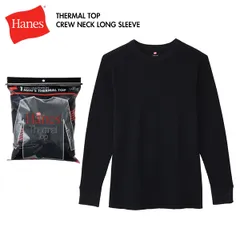 [2025最新モデル] Hanes ヘインズ HM4Y203 サーマルトップ クルーネック ロングスリーブ ロンT 90ブラック L
