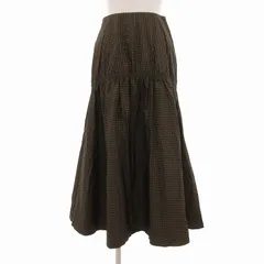ミラオーウェン Mila Owen 21AW シャーリングボリュームミディスカート チェック柄 0 茶 黒 ブラック /UO