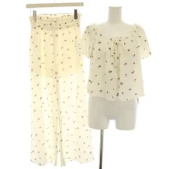 ジェラートピケ gelato pique 24SS タグ付き セットアップ 上下 ルームウェア 部屋着 ナイトウェア ブラウス シャツ ショート丈 半袖 イージーパンツ 花柄 プリント F 白 ホワイト /HN